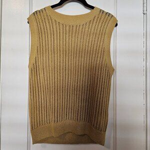 UNIQLO US Yellow Mesh Crew Neck Sleeveless Short Sweater in Size Large